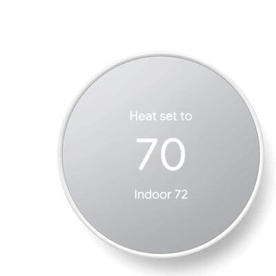 Google Nest thermostat, smart Wi-Fi thermostat, programmable thermostat, white thermostat, energy-efficient thermostat