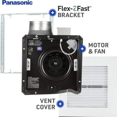 Panasonic FV-30VQ3 WhisperCeiling fan, 290 CFM, quiet, large ceiling mount. Ideal for bathrooms, delivers powerful ventilation with minimal noise.