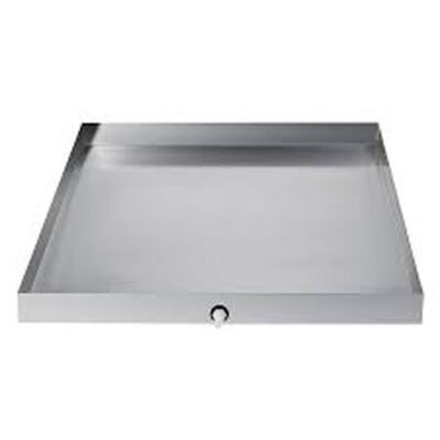 Large 28" x 54" drain pan with 24-gauge thickness. Durable and heavy-duty, perfect for managing high water flow in HVAC systems and preventing damage.