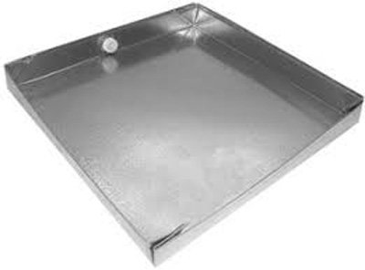 28" x 60" drain pan with 24-gauge thickness. Durable and heavy-duty, designed for managing large water volumes in HVAC systems and preventing leaks.