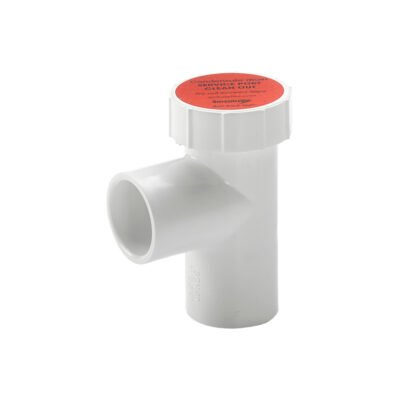 Tee, Condensate Drain Cleanout, 0.75 in, 289 psi, PVC, White