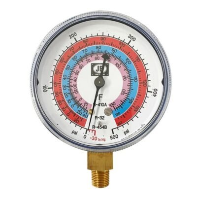 JB Industries, compound gauge, 2.5 inch gauge, R32 R454B R410A, red compound gauge