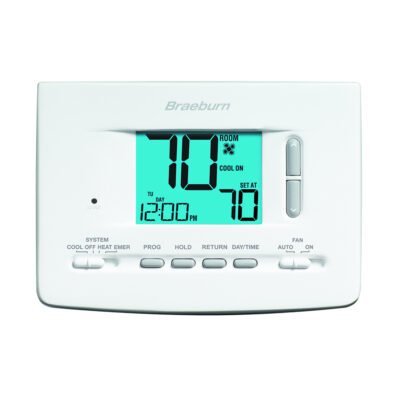 Braeburn 2220, digital programmable thermostat, white thermostat, energy-efficient thermostat, HVAC thermostat